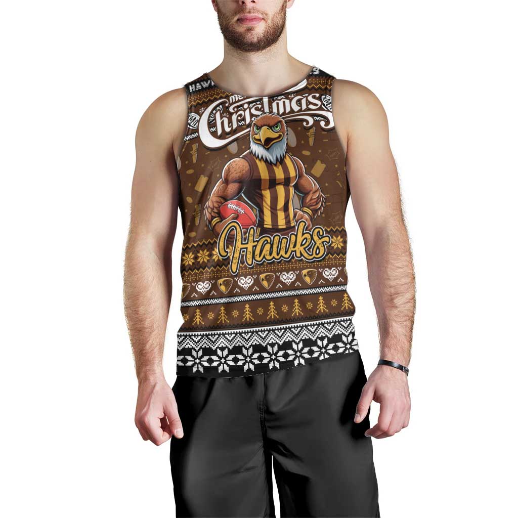 Personalized Hawks Rugby Xmas Men Tank Top Australia AFL Mascot