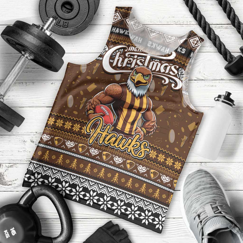 Personalized Hawks Rugby Xmas Men Tank Top Australia AFL Mascot