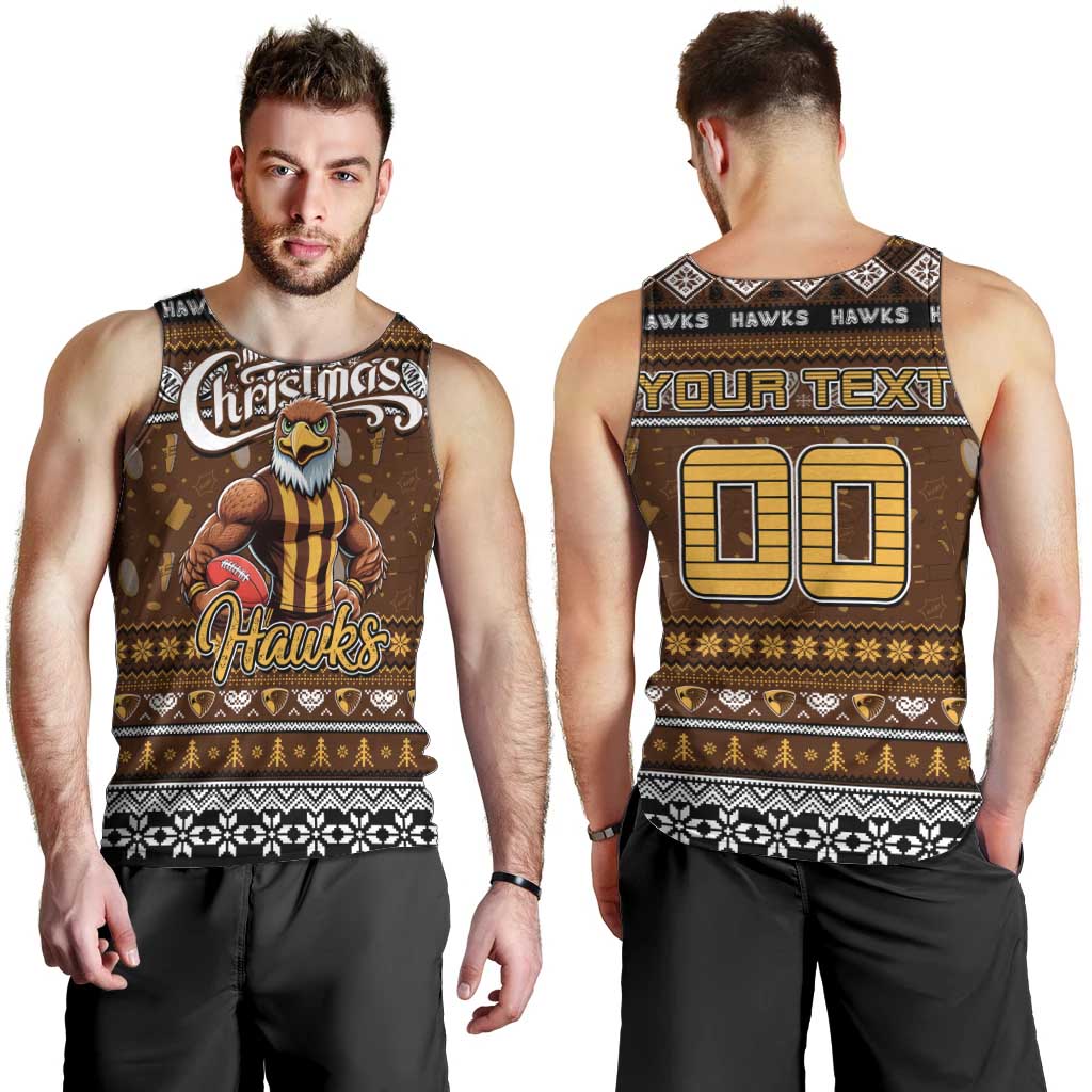 Personalized Hawks Rugby Xmas Men Tank Top Australia AFL Mascot