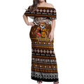 Personalized Hawks Rugby Xmas Off Shoulder Maxi Dress Australia AFL Mascot