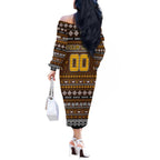 Personalized Hawks Rugby Xmas Off The Shoulder Long Sleeve Dress Australia AFL Mascot