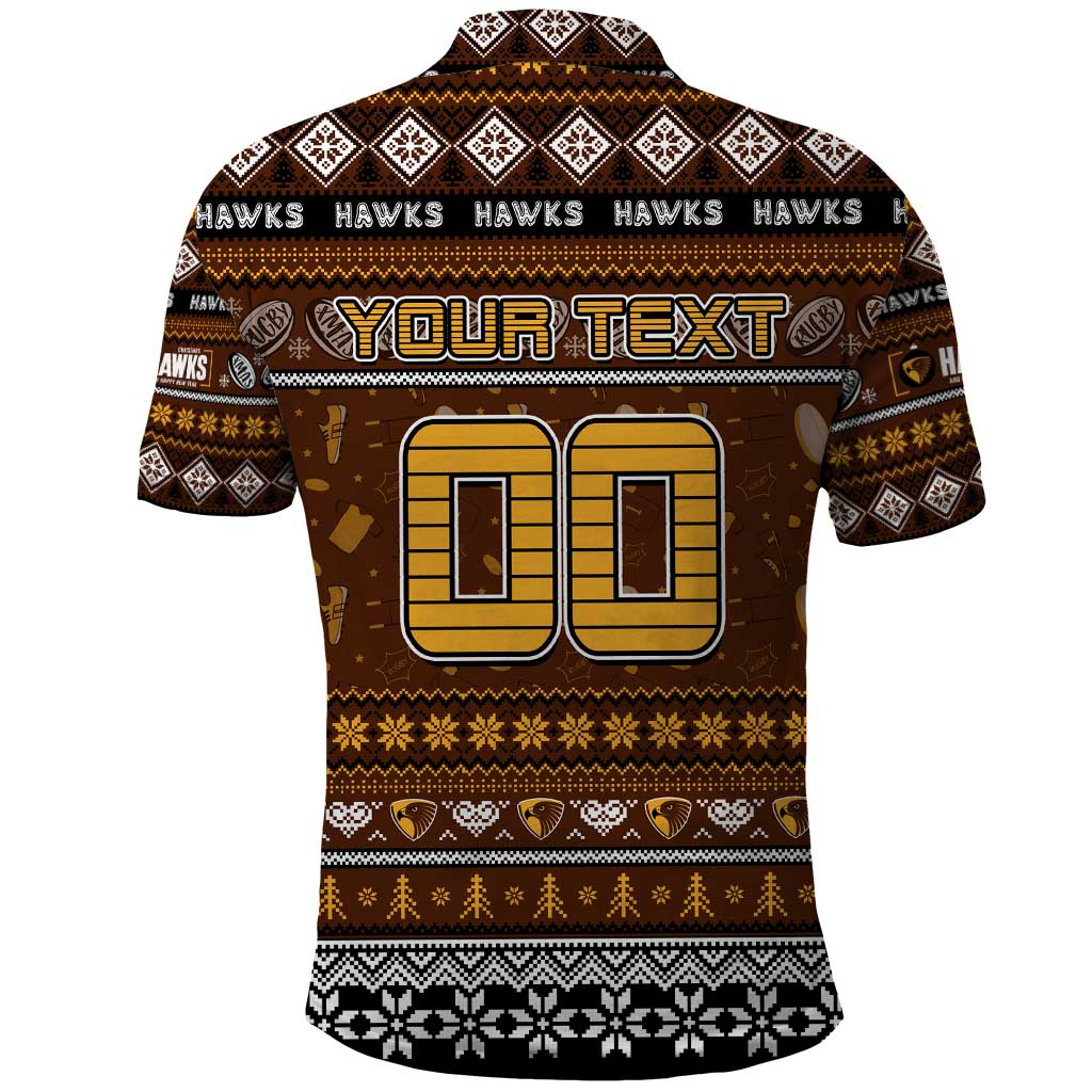 Personalized Hawks Rugby Xmas Polo Shirt Australia AFL Mascot