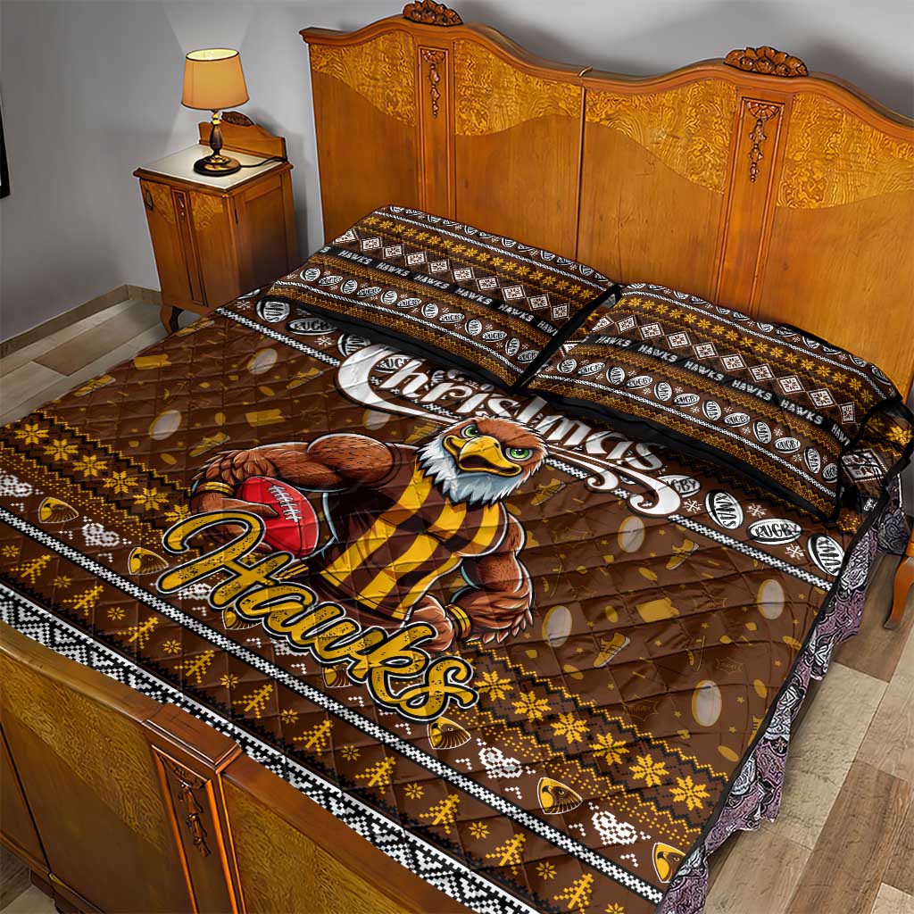 Hawks Football Xmas Quilt Bed Set Australia AFL Mascot