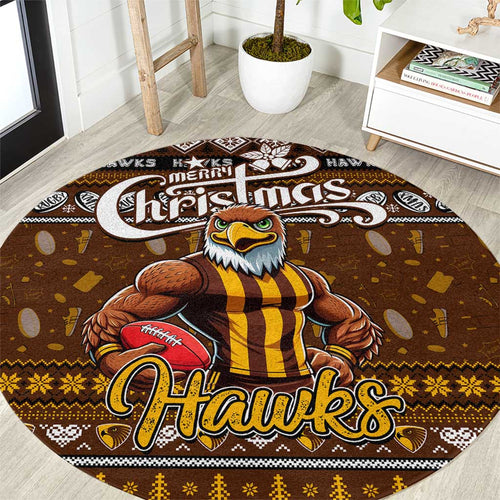 Hawks Football Xmas Round Carpet Australia AFL Mascot
