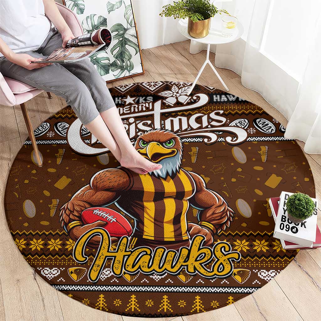 Hawks Football Xmas Round Carpet Australia AFL Mascot