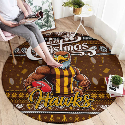 Hawks Football Xmas Round Carpet Australia AFL Mascot