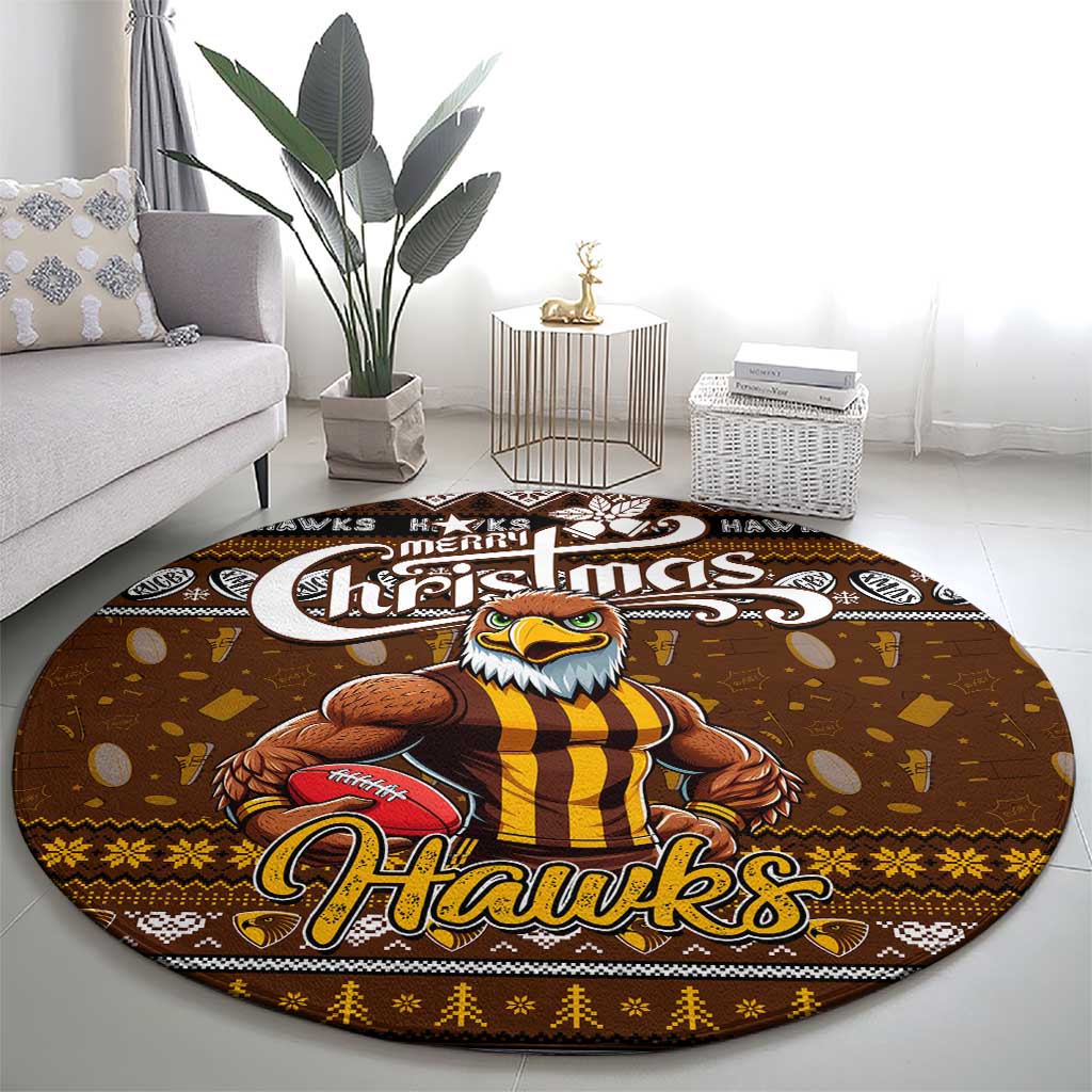 Hawks Football Xmas Round Carpet Australia AFL Mascot