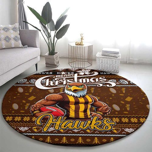 Hawks Football Xmas Round Carpet Australia AFL Mascot
