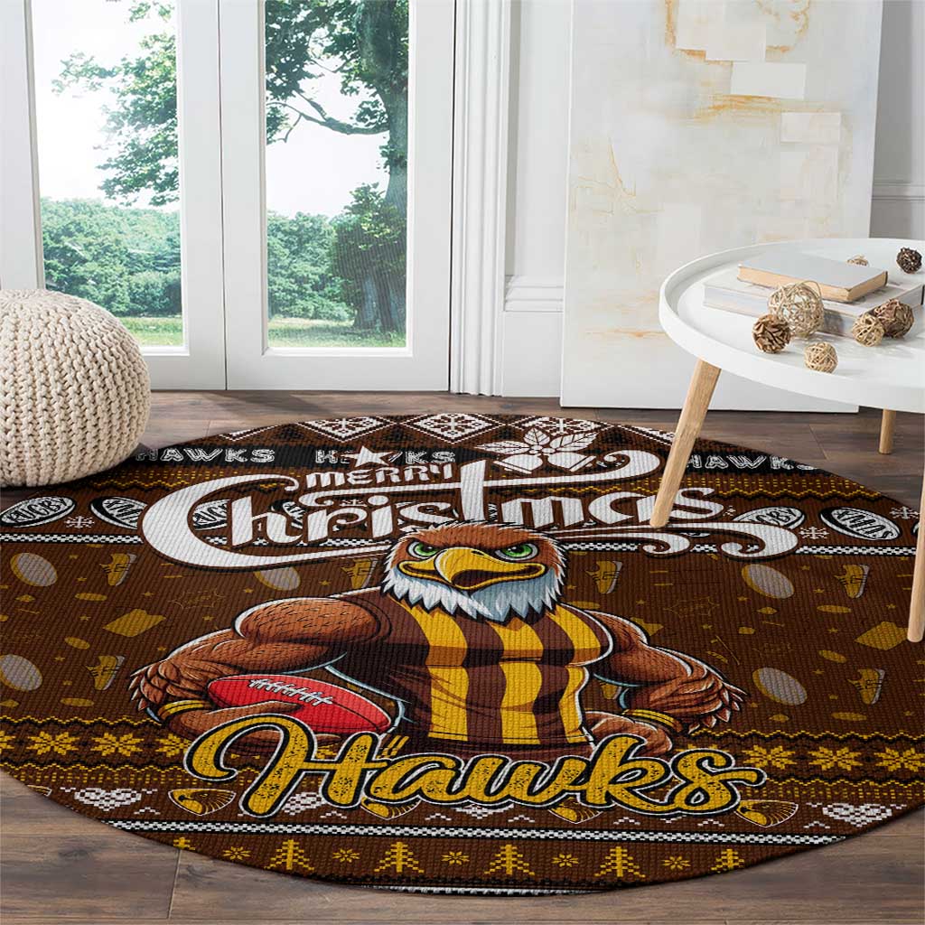Hawks Football Xmas Round Carpet Australia AFL Mascot