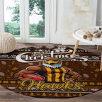 Hawks Football Xmas Round Carpet Australia AFL Mascot