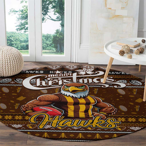Hawks Football Xmas Round Carpet Australia AFL Mascot