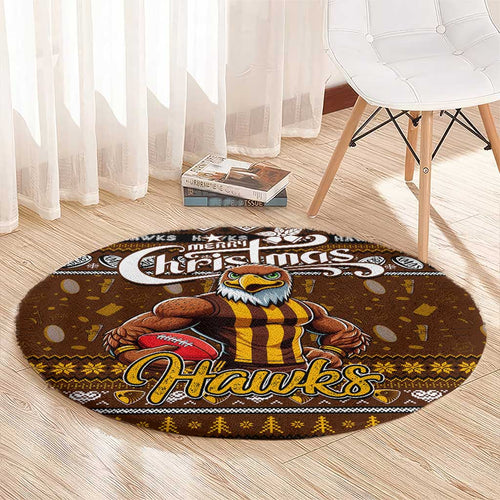 Hawks Football Xmas Round Carpet Australia AFL Mascot