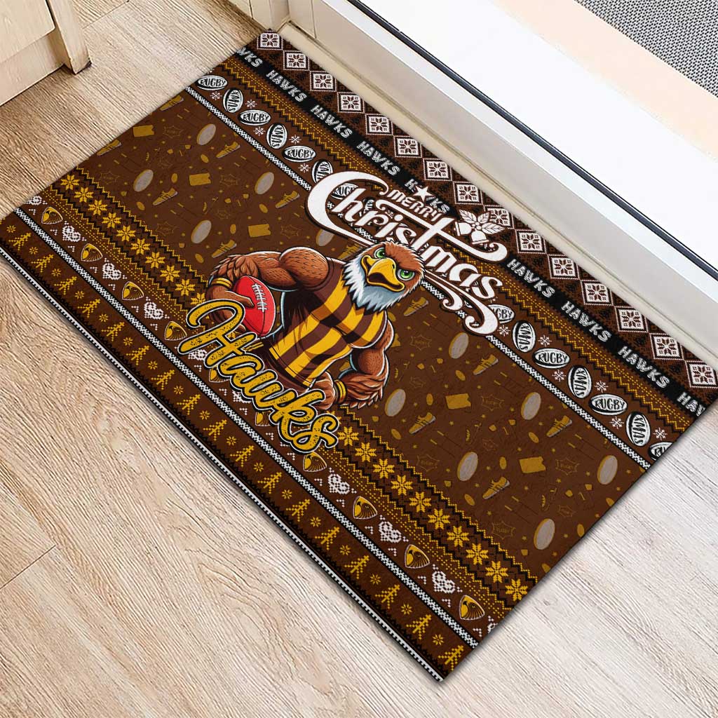 Hawks Football Xmas Rubber Doormat Australia AFL Mascot