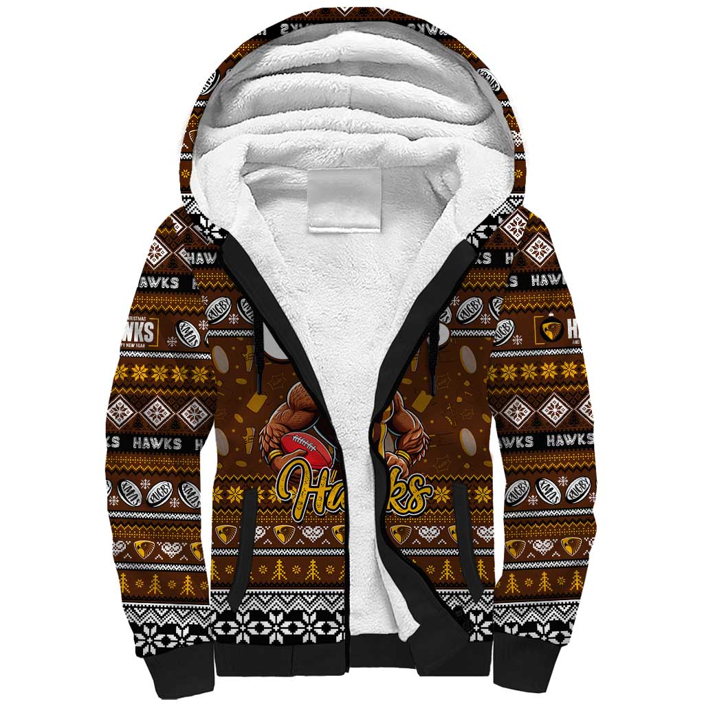Personalized Hawks Rugby Xmas Sherpa Hoodie Australia AFL Mascot