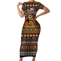 Personalized Hawks Rugby Xmas Short Sleeve Bodycon Dress Australia AFL Mascot