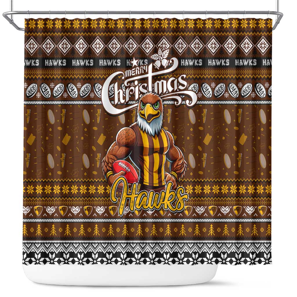 Hawks Football Xmas Shower Curtain Australia AFL Mascot