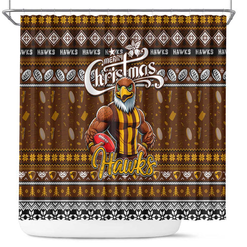 Hawks Football Xmas Shower Curtain Australia AFL Mascot