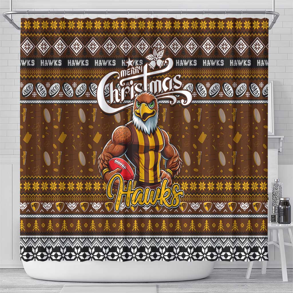 Hawks Football Xmas Shower Curtain Australia AFL Mascot