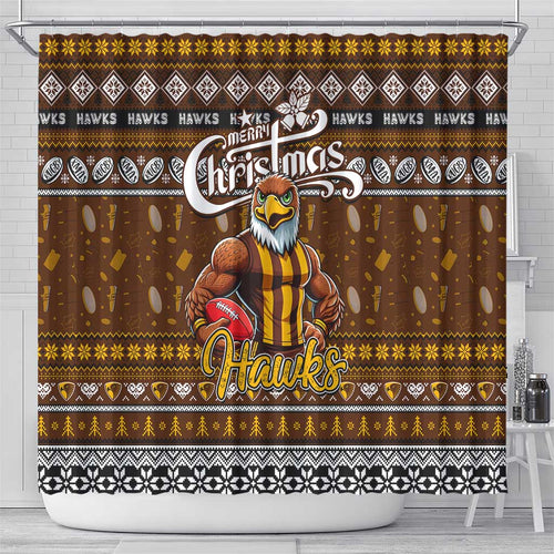 Hawks Football Xmas Shower Curtain Australia AFL Mascot