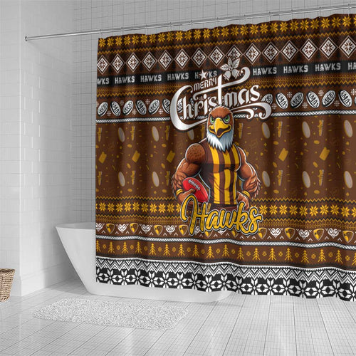 Hawks Football Xmas Shower Curtain Australia AFL Mascot