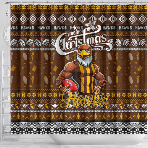 Hawks Football Xmas Shower Curtain Australia AFL Mascot