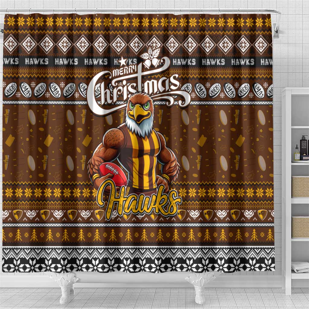 Hawks Football Xmas Shower Curtain Australia AFL Mascot