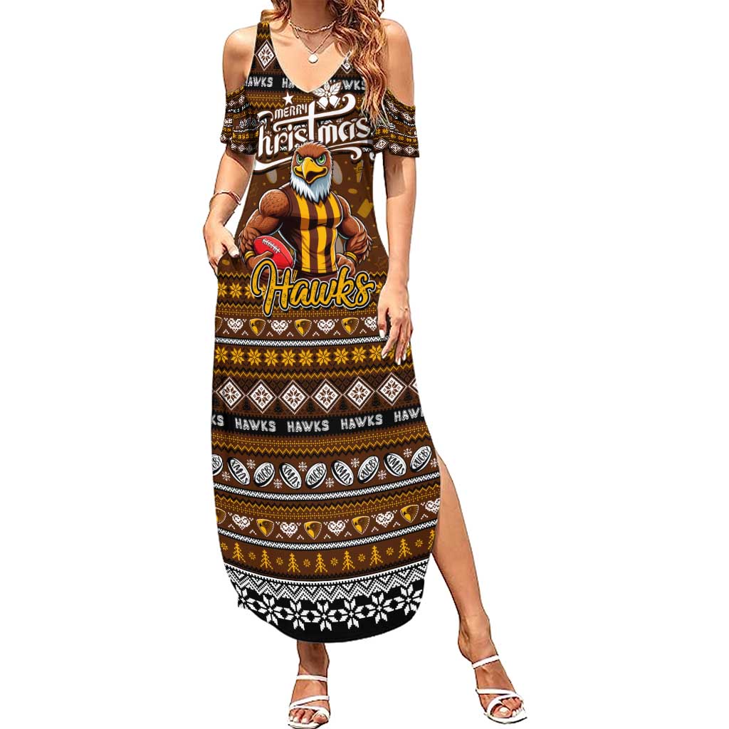 Personalized Hawks Rugby Xmas Summer Maxi Dress Australia AFL Mascot
