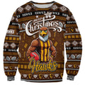 Personalized Hawks Rugby Xmas Sweatshirt Australia AFL Mascot