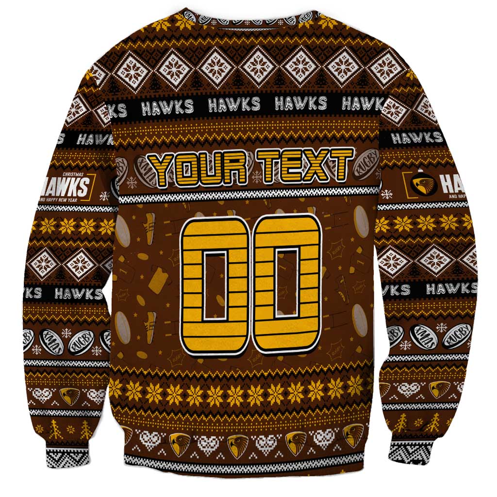 Personalized Hawks Rugby Xmas Sweatshirt Australia AFL Mascot