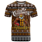 Personalized Hawks Rugby Xmas T Shirt Australia AFL Mascot