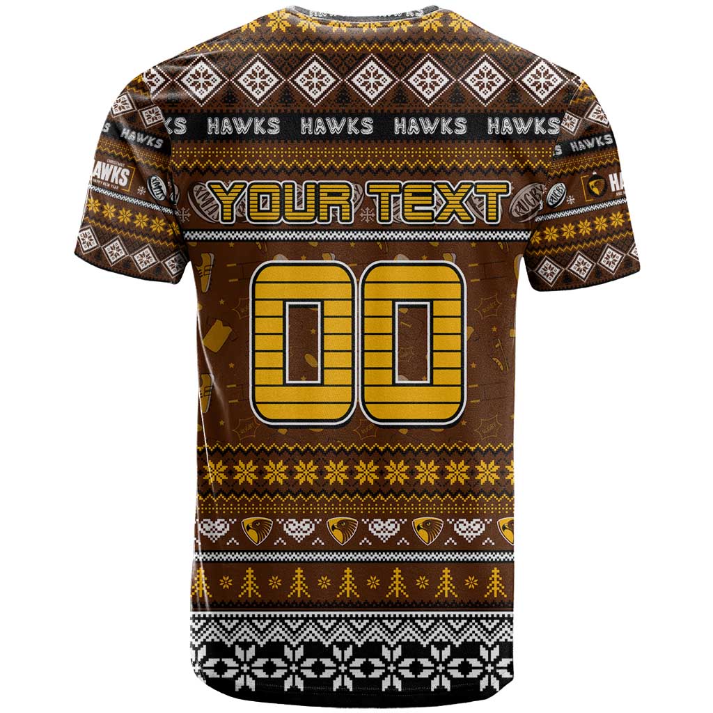 Personalized Hawks Rugby Xmas T Shirt Australia AFL Mascot