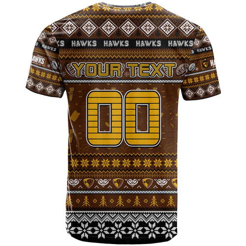 Personalized Hawks Rugby Xmas T Shirt Australia AFL Mascot