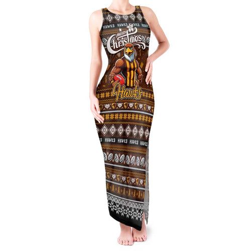 Personalized Hawks Rugby Xmas Tank Maxi Dress Australia AFL Mascot