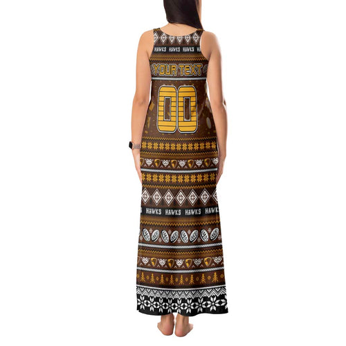 Personalized Hawks Rugby Xmas Tank Maxi Dress Australia AFL Mascot