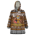 Personalized Hawks Rugby Xmas Wearable Blanket Hoodie Australia AFL Mascot