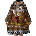 Personalized Hawks Rugby Xmas Wearable Blanket Hoodie Australia AFL Mascot