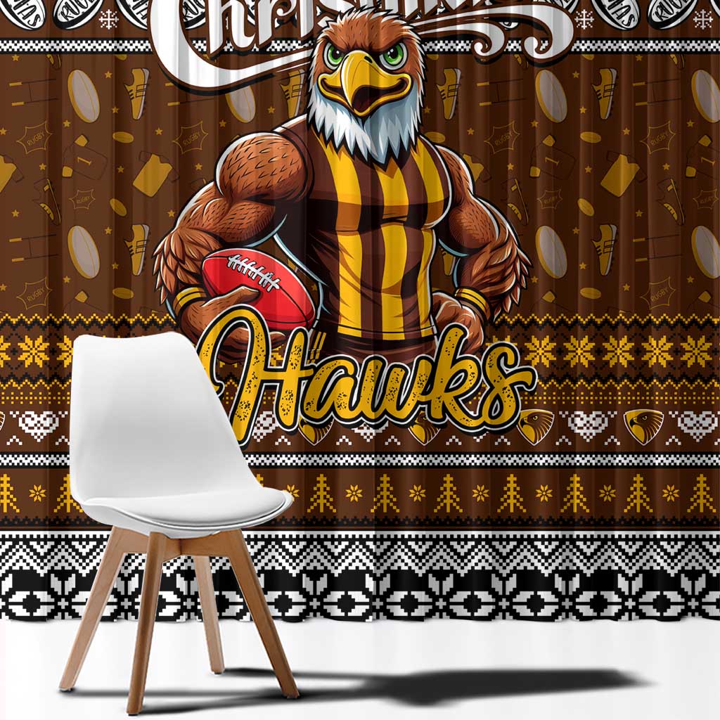 Hawks Football Xmas Window Curtain Australia AFL Mascot