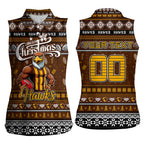 Personalized Hawks Rugby Xmas Women Sleeveless Polo Shirt Australia AFL Mascot