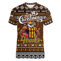 Personalized Hawks Rugby Xmas Women V-Neck T-Shirt Australia AFL Mascot