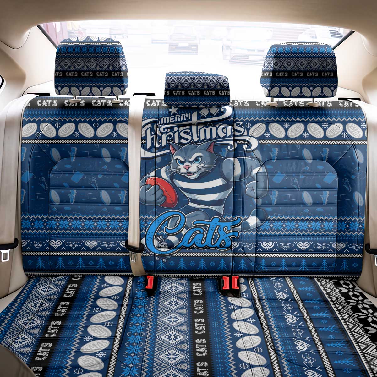 Cats Football Xmas Back Car Seat Cover Australia AFL Mascot