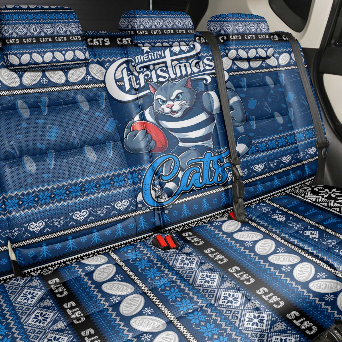 Cats Football Xmas Back Car Seat Cover Australia AFL Mascot