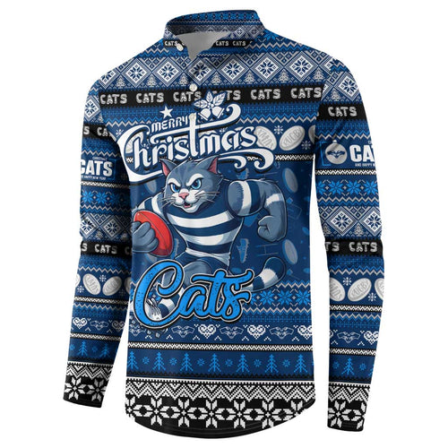 Personalized Cats Rugby Xmas Button Sweatshirt Australia AFL Mascot