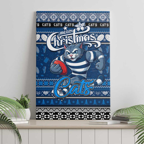 Cats Football Xmas Canvas Wall Art Australia AFL Mascot