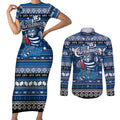 Personalized Cats Rugby Xmas Couples Matching Short Sleeve Bodycon Dress and Long Sleeve Button Shirt Australia AFL Mascot