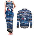 Personalized Cats Rugby Xmas Couples Matching Tank Maxi Dress and Long Sleeve Button Shirt Australia AFL Mascot