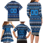 Personalized Cats Rugby Xmas Family Matching Long Sleeve Bodycon Dress and Hawaiian Shirt Australia AFL Mascot