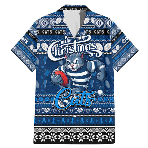 Personalized Cats Rugby Xmas Family Matching Mermaid Dress and Hawaiian Shirt Australia AFL Mascot