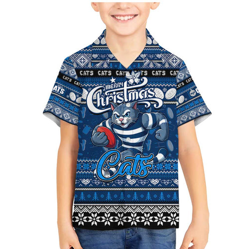 Personalized Cats Rugby Xmas Family Matching Mermaid Dress and Hawaiian Shirt Australia AFL Mascot