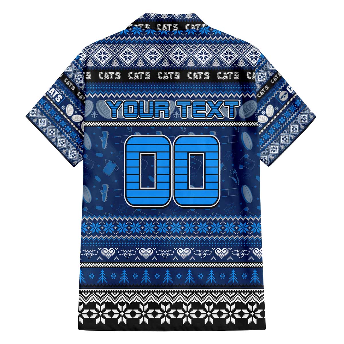 Personalized Cats Rugby Xmas Family Matching Off The Shoulder Long Sleeve Dress and Hawaiian Shirt Australia AFL Mascot