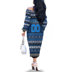 Personalized Cats Rugby Xmas Family Matching Off The Shoulder Long Sleeve Dress and Hawaiian Shirt Australia AFL Mascot